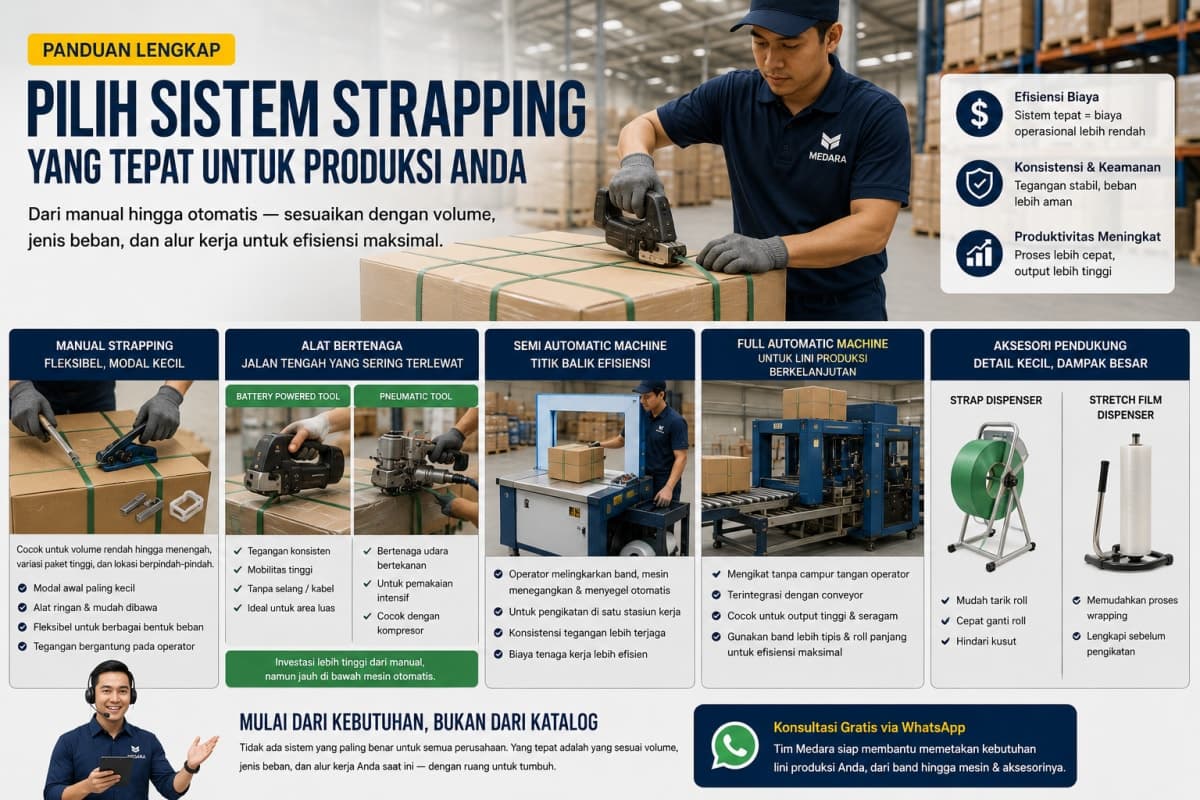 Manual, Semi Automatic, atau Full Automatic? Menentukan Sistem Strapping Sesuai Skala Produksi